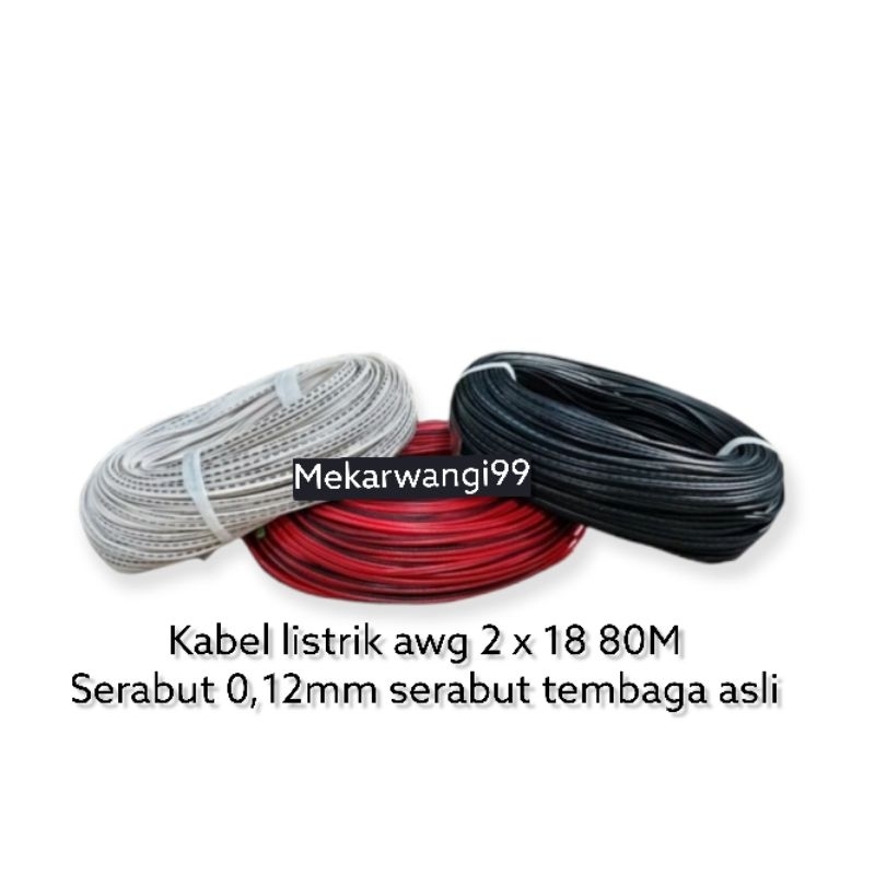 kabel listrik AC DC 2 x 18 0,12mm 1 roll 50m serabut tembaga asli