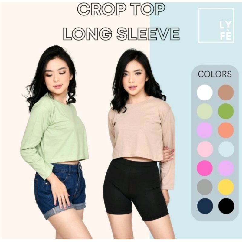 Kaos Lengan Panjang CROP TOP Polos Edition Premium