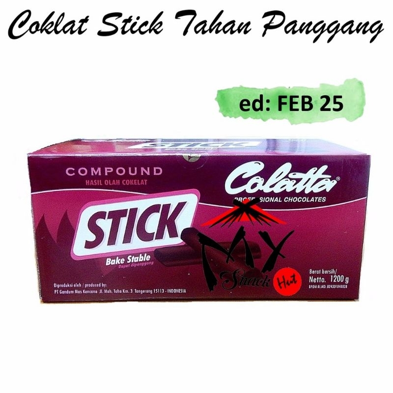 COLATTA STICK 1.2KG - CHOCOLATE BAKED STABLE COKLAT KUE KERING STIK TAHAN PANGGANG COKELAT PAGAR