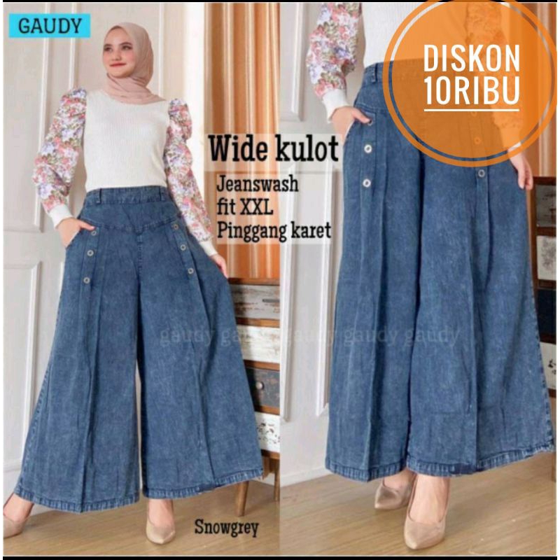 Alaska Kulot jeans/kulot jeans jumbo pinggang karet/kulot jeans pinggang karet rawis/celana kulot je