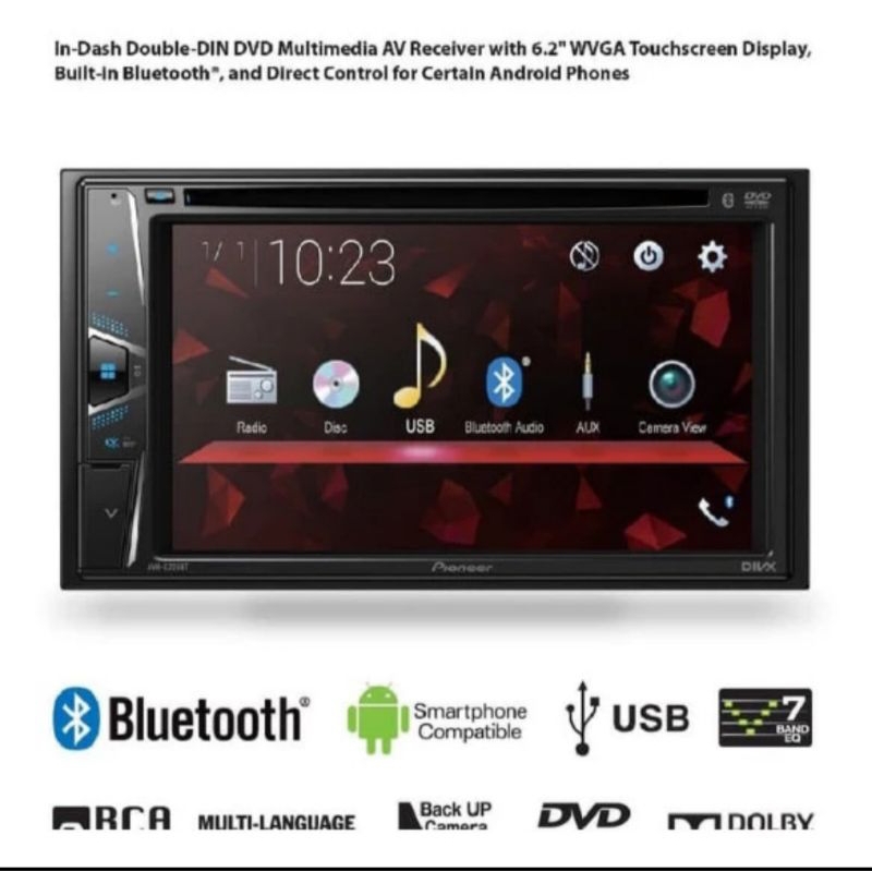 HEADUNIT DOUBLE DIN merk Pioneer seri AVH-G225BT