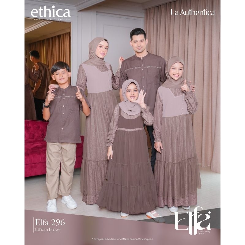 Sarimbit Family Premium Elfa 296 Ethera Brown by Ethica|Gamis Anak Set Hijab|Baju Gamis|Sarimbit Ter