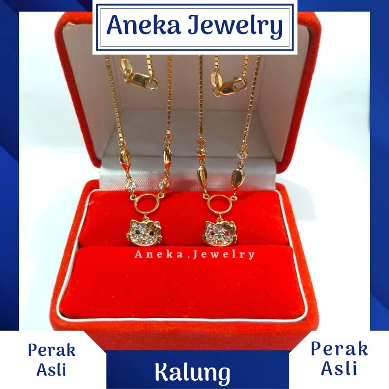 Kalung Koye Itali HK Mata Mata, Sepuh Emas Kuning, Perak 925