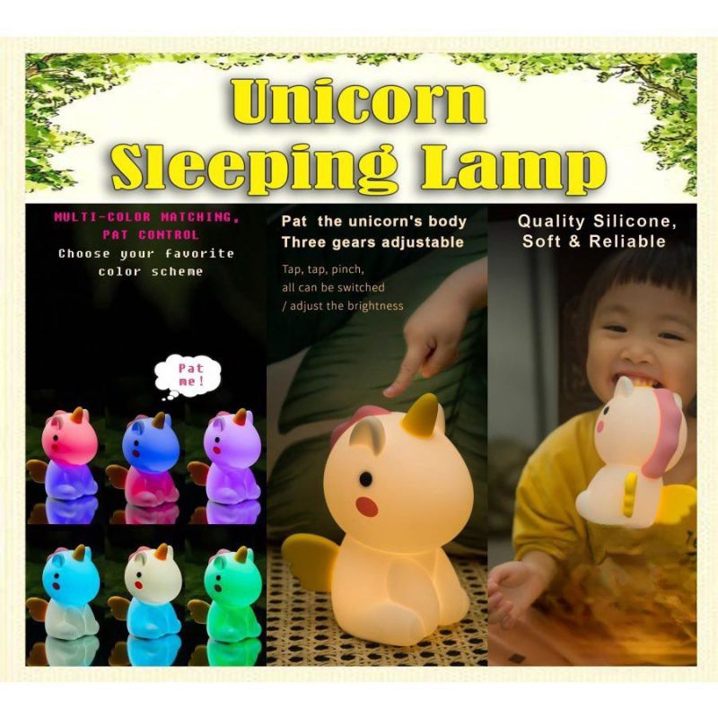 [ PPLUS ] Lampu Tidur UNICORN CAS USB / Lampu Mainan SILICON anak Unicorn Warna Warni