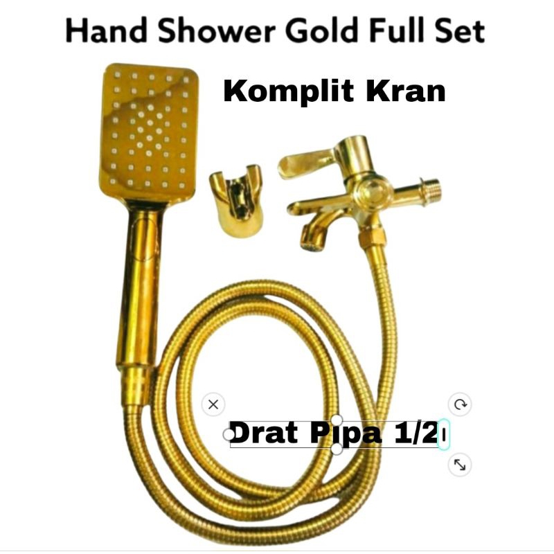 Hand Shower Komplit Kran Gold/Hand Shower Set Gold/Shower Set Kamar Mandi High Quality