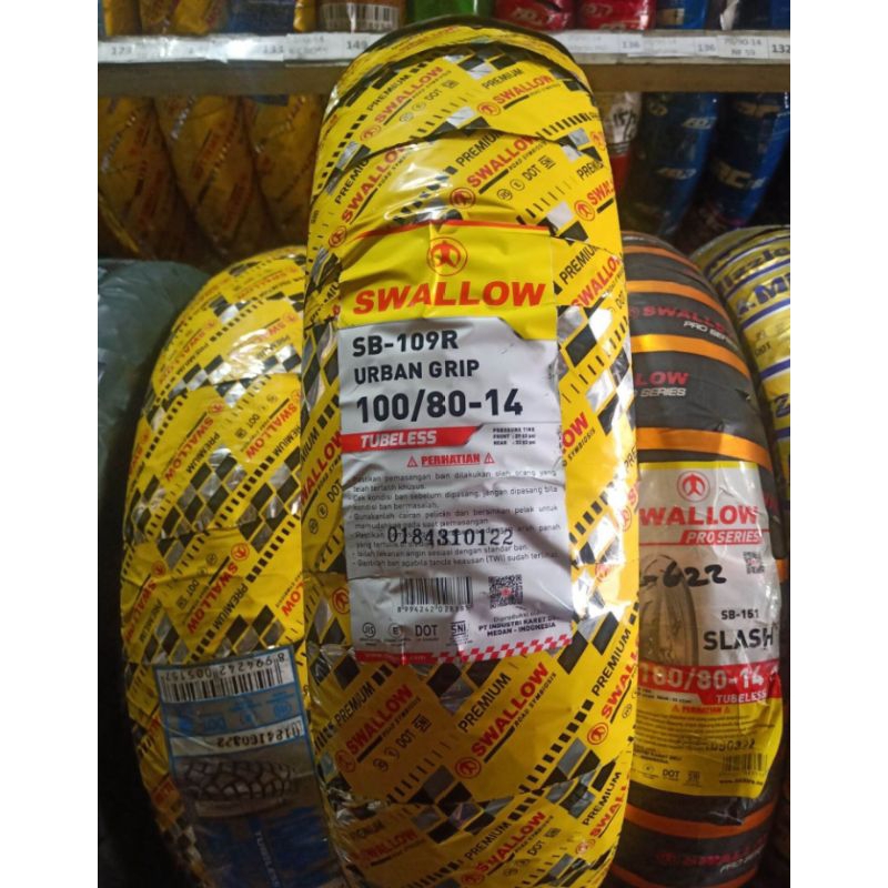 100 80 14 URBAN TL BAN LUAR MOTOR RING 14 TUBELESS SWALLOW