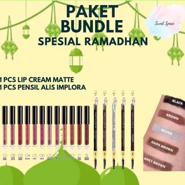 IMPLORA EYEBROW + URBAN LIP CREAM MATTE PAKET BUNDLE [SWEETSPACE]