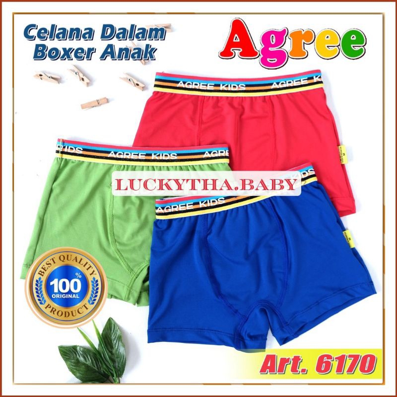 [3pc] CD boxer anak AGREE 6170 size 5-12 tahun / boxer agree anak laki-laki 6170/ celana pendek anak agree kids