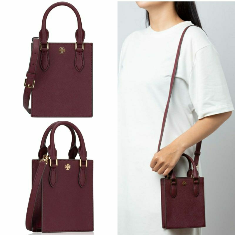 Tory Burch Emerson Mini Shopper Tote  Claret
