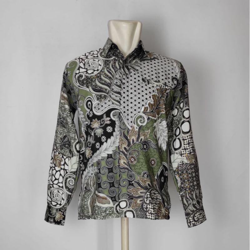 PutriCinta Kemeja Batik Pria Lengan Panjang Mint | Hijau | Sage bySC