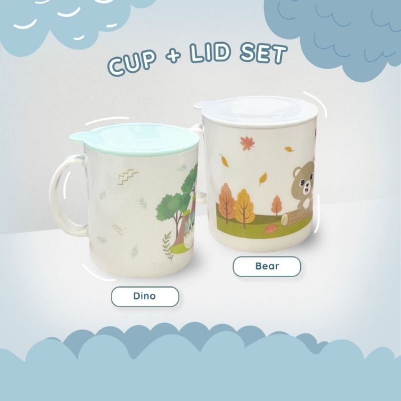 Basic baby cup + lid set - gelas minum bayi dengan tutup