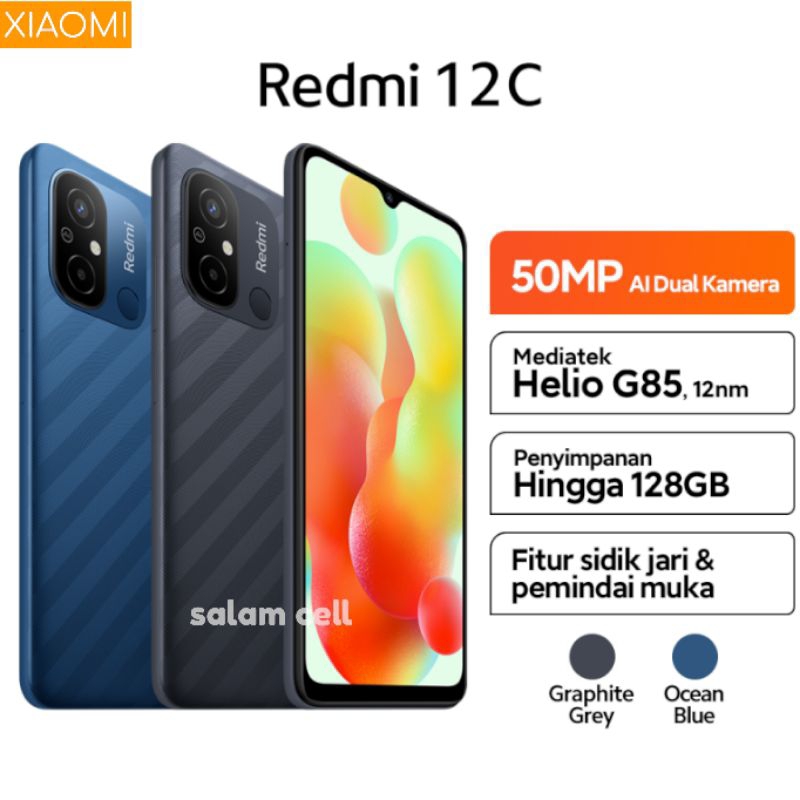 Xiaomi Redmi 12C Ram 4/128Gb Camera 50MP Baterai 5.000MaH No Repack Garansi Resmi