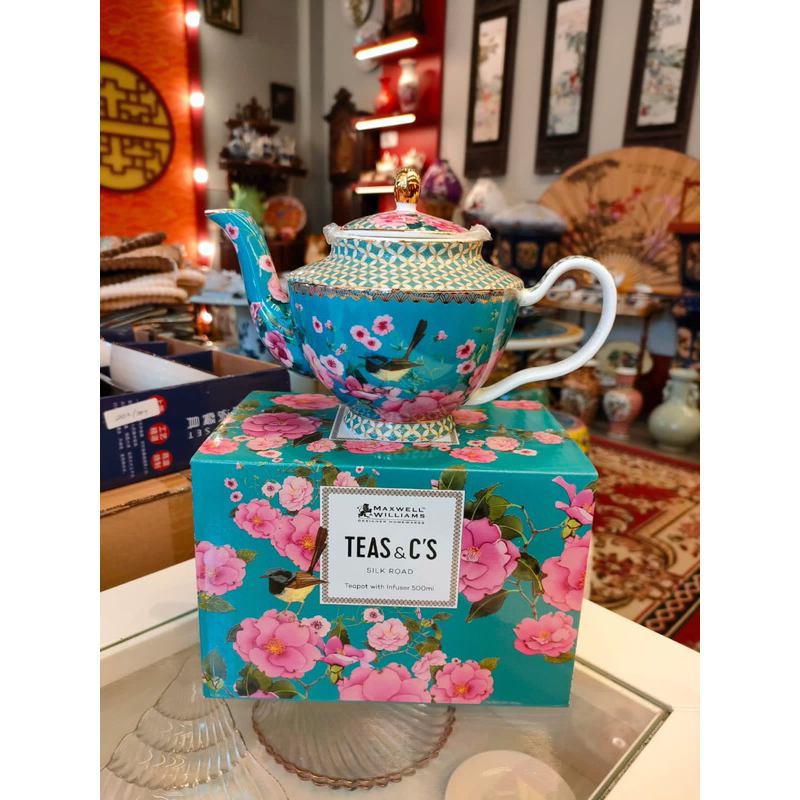 Maxwell & Williams Silk Road Tea Pot 500ml/teko mewah buatan australia/teko bunga biru