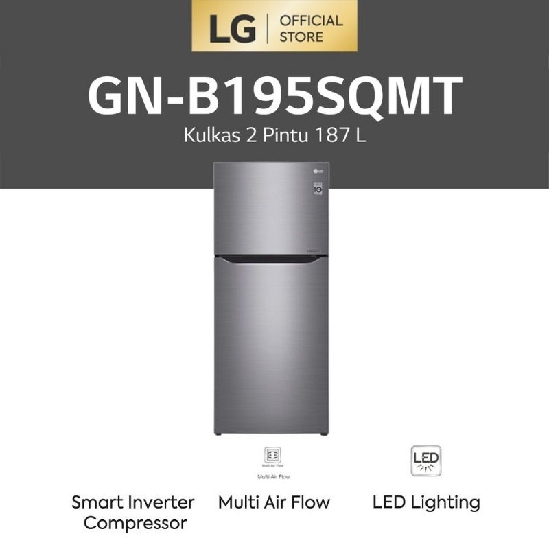 KULKAS LG GNB195SQMT 2 PINTU SMART INVERTER GNB 195 SQMT GNB195 195SQMT