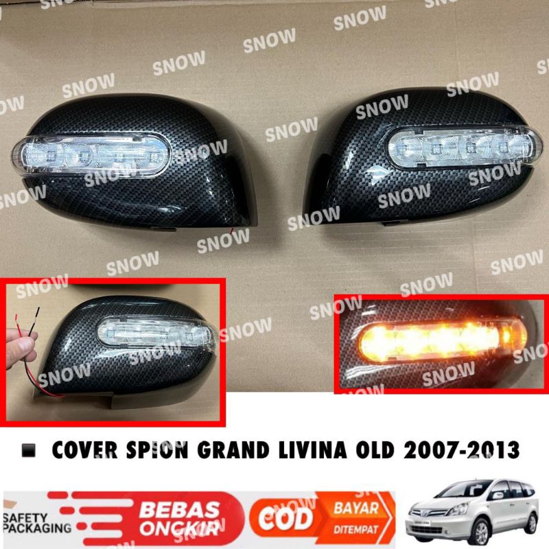 Cover Spion Grand Livina Lama Old 2007 2010 2013 Chrome Hitam Carbon Lampu