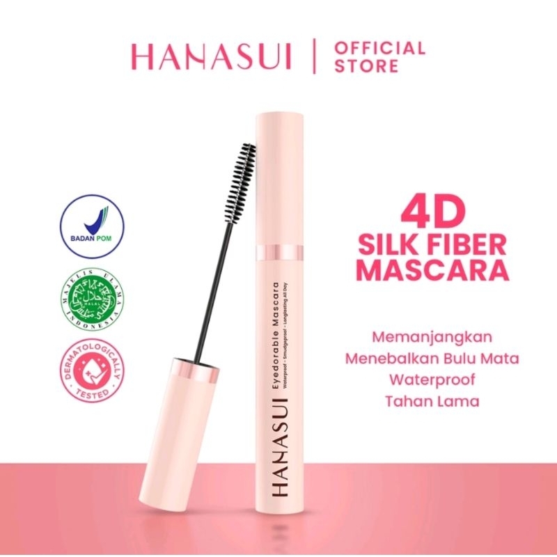 HANASUI Eyedorable Mascara 8ml | 4D Silk Fiber Mascara | Maskara Black Waterproof Longlasting Tahan Lama