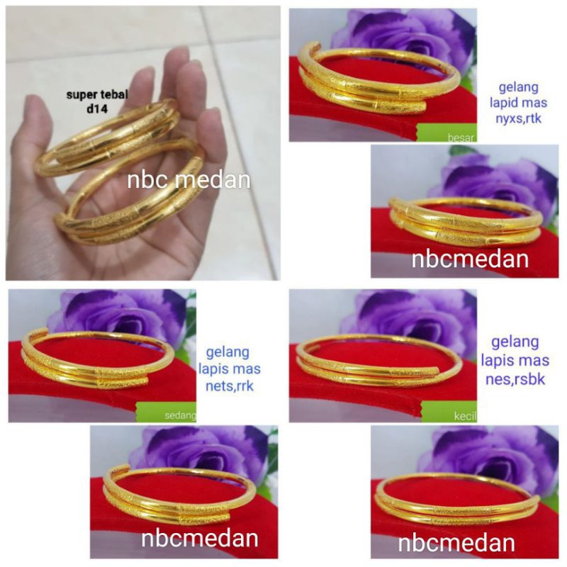 Gelang lapis mas model keroncong bambu,ukuran free size (bisa dibesarkecilkan,bisa disepuh ulang