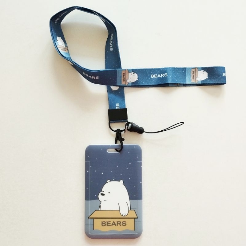 

Ice Bear We Bare Bears ID Card Holder Lanyard 1 Name Tag Gantungan Kalung Wadah Kartu Nama