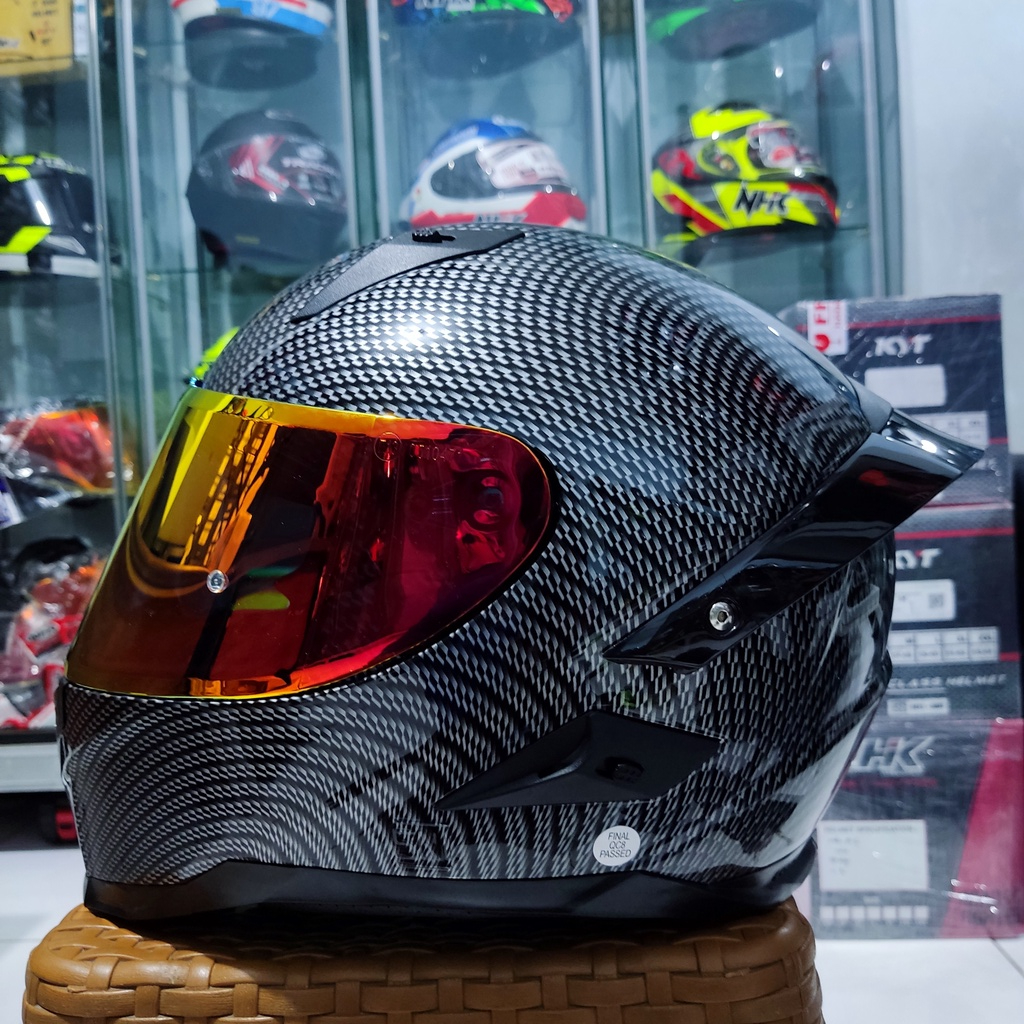 HELM SNAIL FFS1 CARBON FULL FACE VISOR IRIDIUM RED GOLD