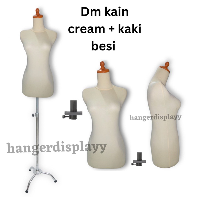 Manekin Body Cewek DM Krem Kaki Besi | Manekin Cewek | Patung Display Baju | Patung Wanita Dewasa