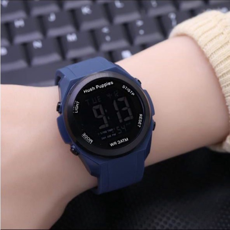 (BISA COD) JAM TANGAN WANITA/PRIA HUSHPUPPIES DIGITAL TALI RUBBER JJ-4390