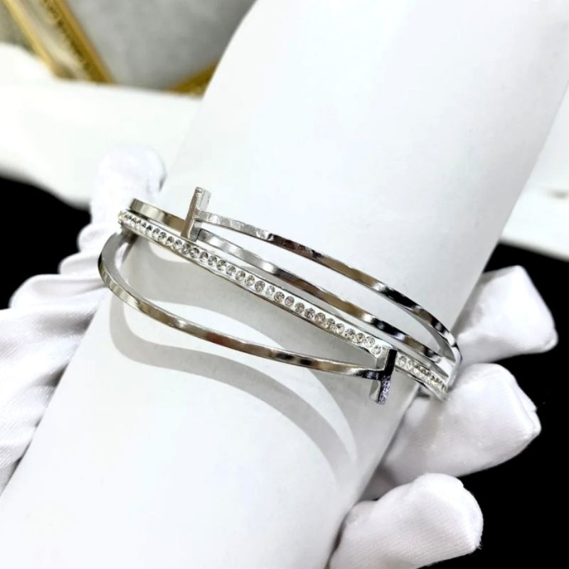 Gelang Titanium asli kilau mirip emas asli  Premium Quality anti karat anti alergi Bracelet Stainless Steel T28