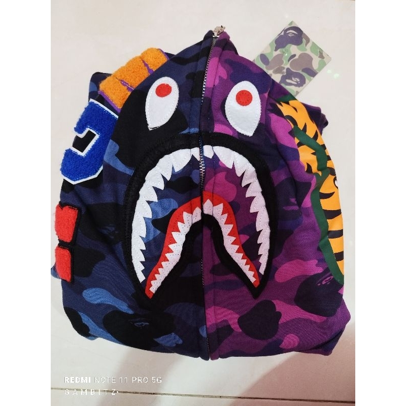 Hoodie Bape Shark Dual Camo Blue Purple New