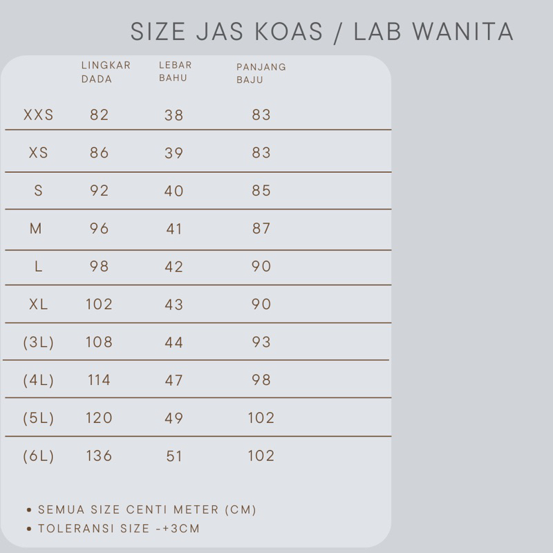 READY STOCK SNELI KOAS/  JAS KOAS WANITA / JAS LAB WANITA/ JAS PANJANG / DUA SAUDARA / JAS LAB WANITA