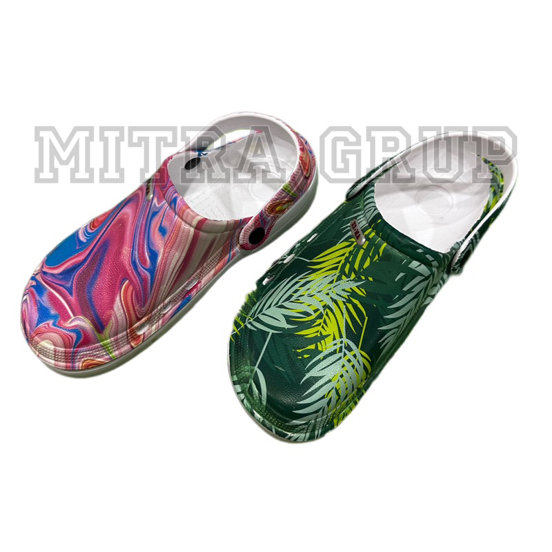 Sandal Kodok Dewasa Motif Pelangi/Daun Size 36-44/Sandal Dewasa Motif Sandal Baim Promo Sen
