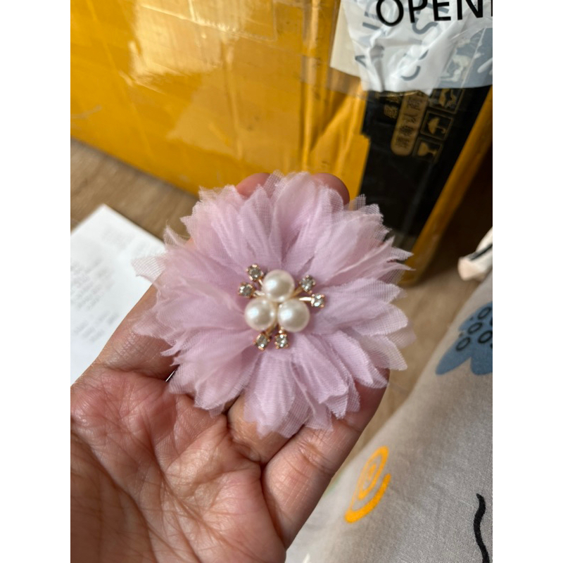 Aplikasi bunga organza 6cm satuan