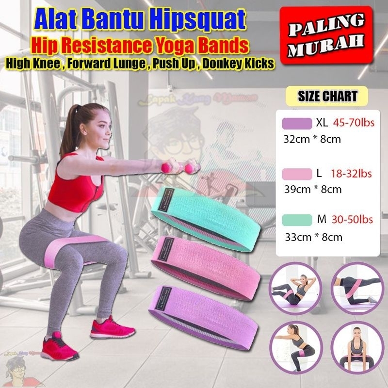 5in1 Hipband Hipsquat Resistance Band Loop Exercise Tali Karet Yoga Fitness