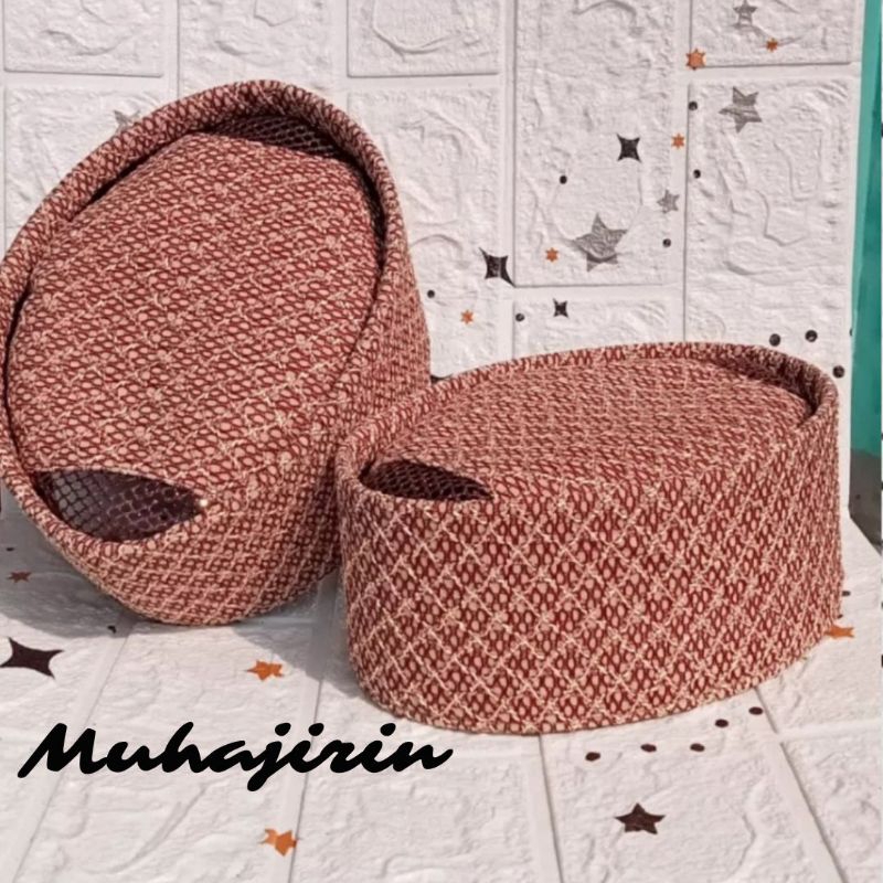 peci songkok motif coklat muda keren termurah / peci goni kanvas / kopyah santri
