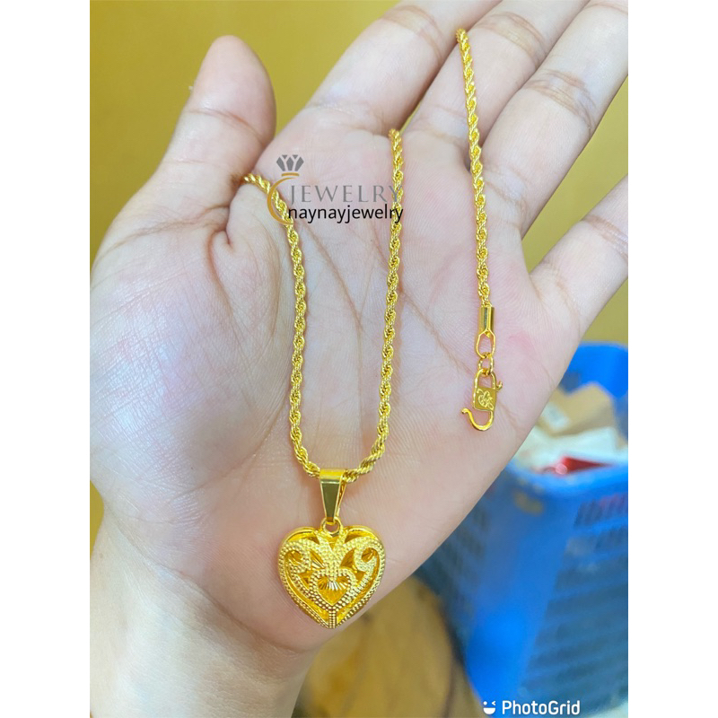 Kalung Tambang 2 Suku Love Ukir Warna 24K / 45cm