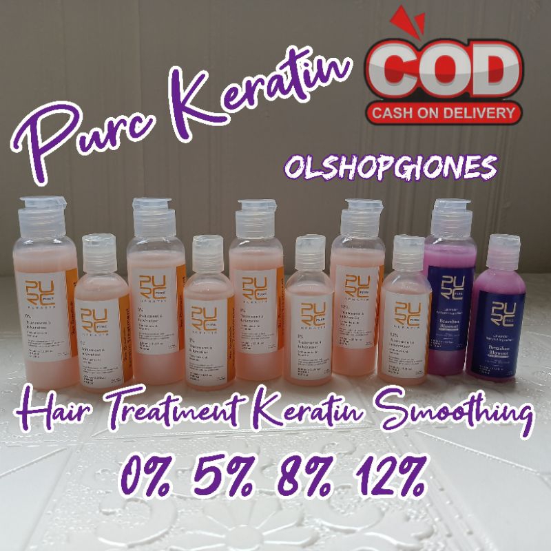 Purc Keratin Treatment Brazilian pelurus rambut Smoothing pure kratin 0% 5% 8% 12% Lavender COD grosir