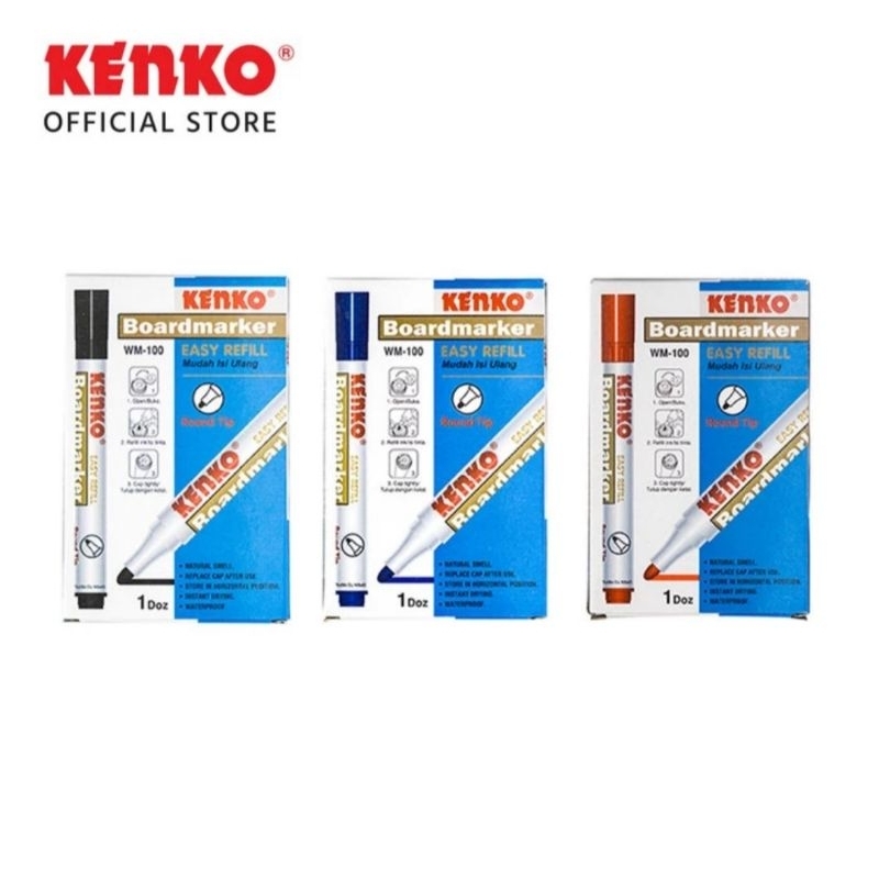 

KENKO WHITEBOARD MARKER/SPIDOL PAPAN TULIS WM-100 HITAM BOARDMARKER