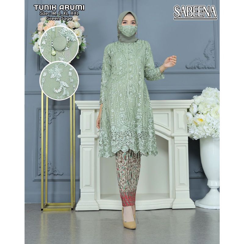 (COD) Setelan Kebaya Tunik Busui Kancing Depan Kebaya Modern Baju Kondangan Terbaru Model Kebaya Ter