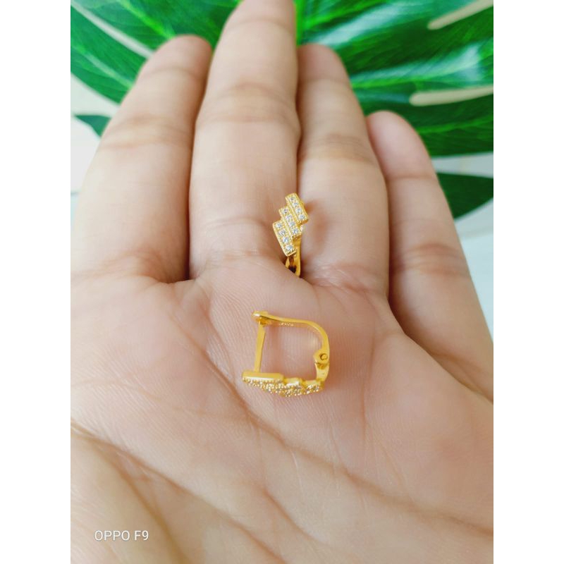 anting jepit perak lapis emas 22karat