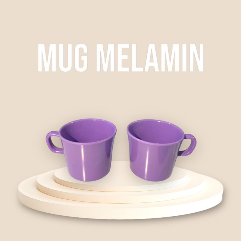 Gelas / Cangkir / Mug Gagang MELAMINE GLORI UNGU PASTEL / CANGKIR MINUM GELAS MINUM MELAMIN