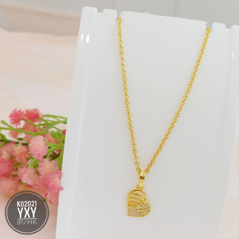 Kalung yaxiya love zircon warna 24k K02021