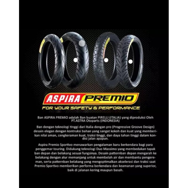 Ban tubeless Aspira Premio Sportivo 70/90-14 Front for MIO M3/Xeon/Rc/Mio/Mio smile/Mio soul/x-ride/Mio