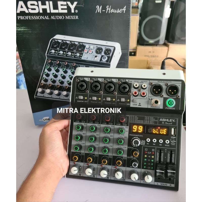 Mixer Ashley 4 channel mhouse 4 Terbaru 99 dsp Fader Geser Ashley Mixer Mhouse4 99 dsp New M-House 4