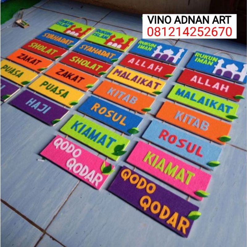 rukun iman atau rukun islam prakarya kain flanel uk.20x7cm (ready stok)