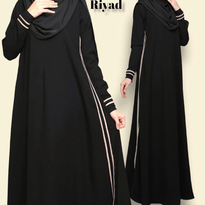 Abaya Hitam Riyad Gamis Saudi jetblack dewasa sampai jumbo