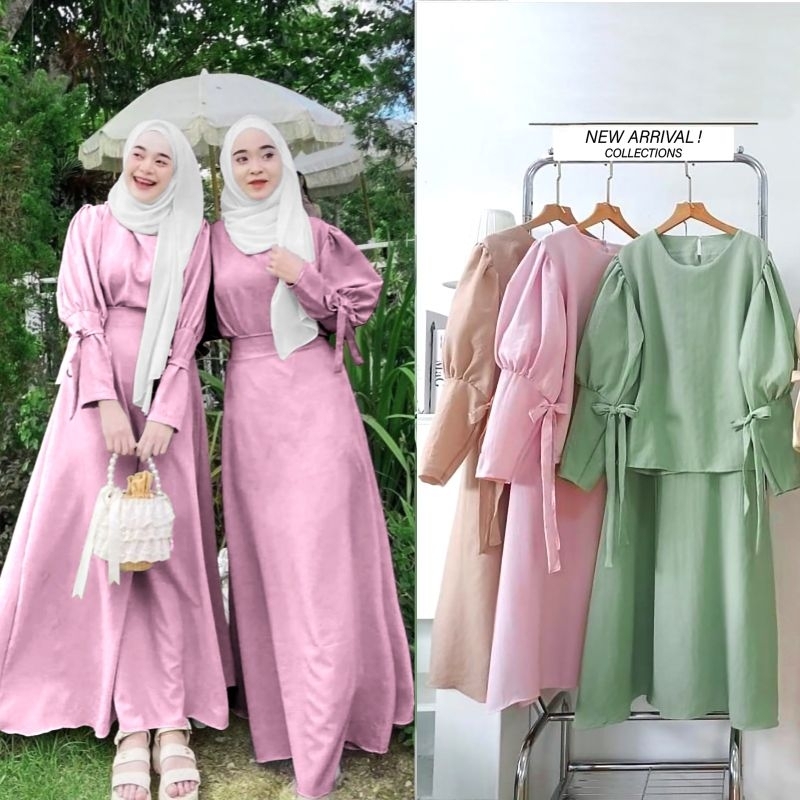 SET ROK JIHAN, CRINKLE, GAMIS HIJAB MUSLIM, ROK, MAXY DRESS