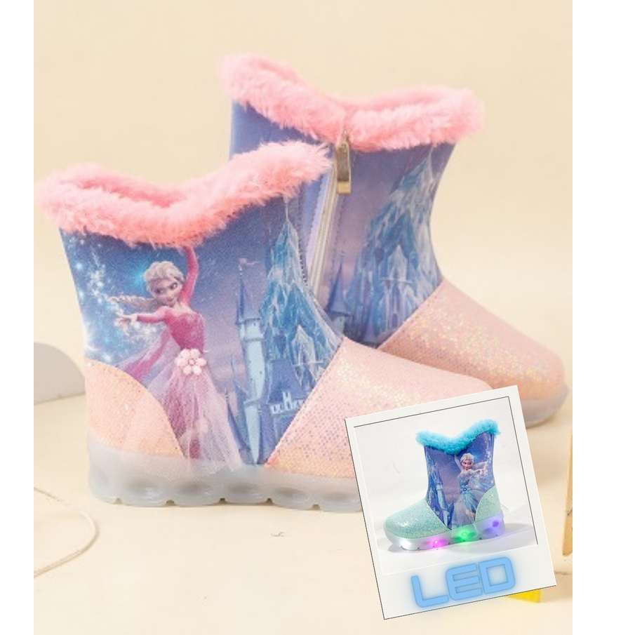Sepatu Anak Perempuan Boots LED Frozen 3D 3 4 5 Tahun SAP42