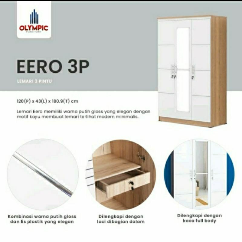 LEMARI OLIMPIC 3 pintu