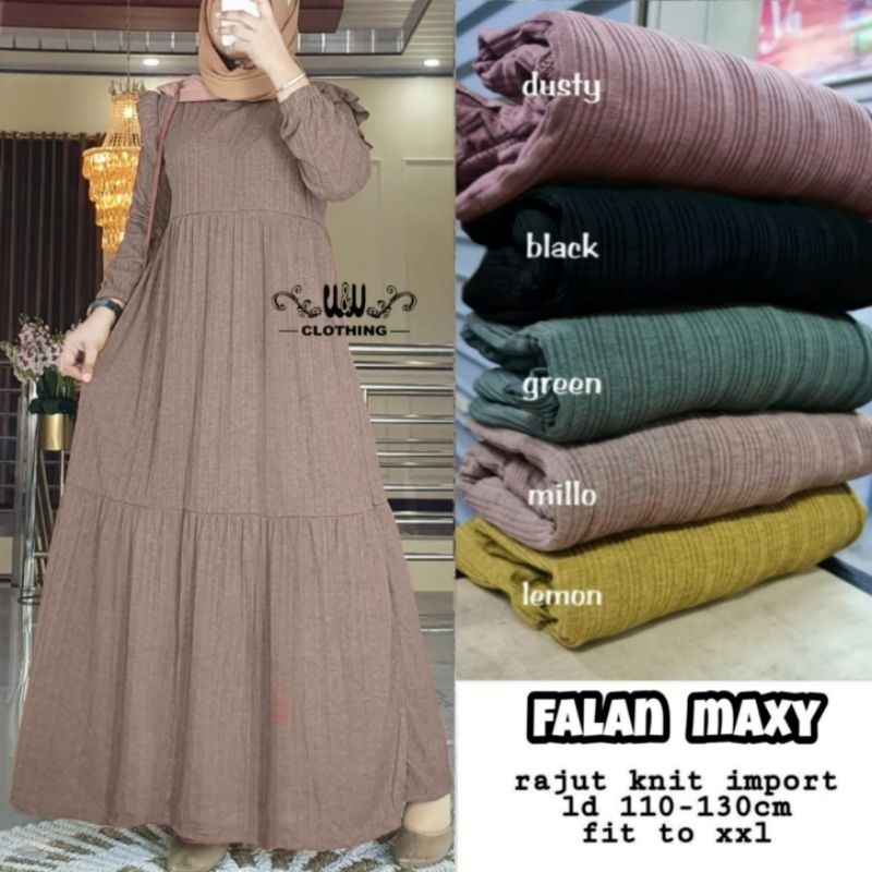 FALAN MAXY GAMIS WANITA BAHAN KAOS KNIT RAJUT INPORT ALL SIZE UP TO LD 130