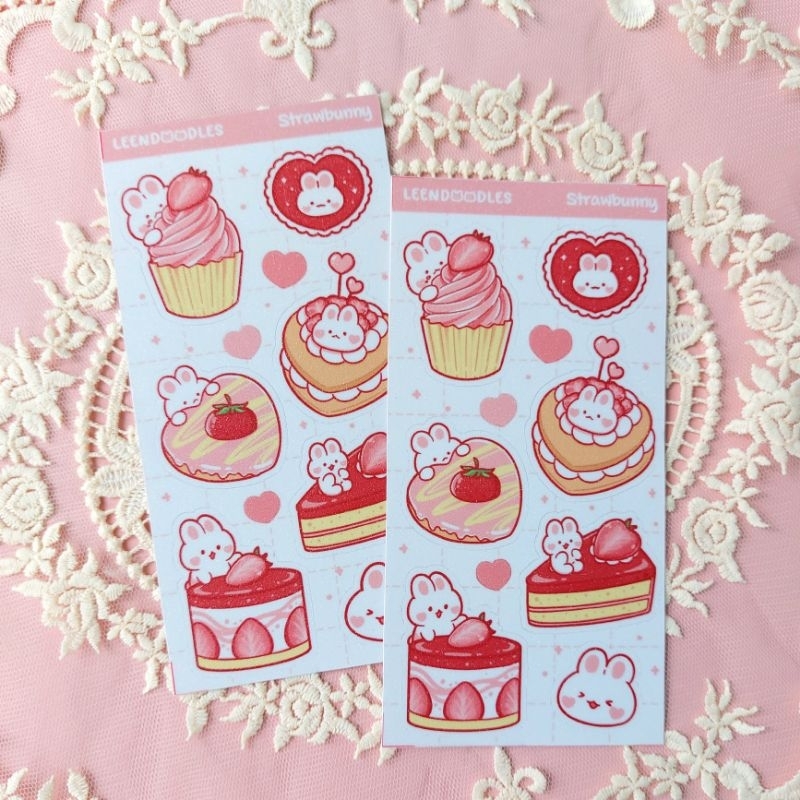 

Leendoodles - Strawbunny Deco Glitter Sticker Sheet