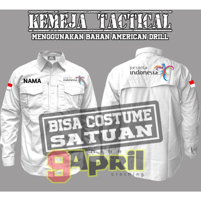 kameja PDL PESONA INDONESIA Free nama full bordir bahanDRILL (Berkualitas)/American Drill-Venoz