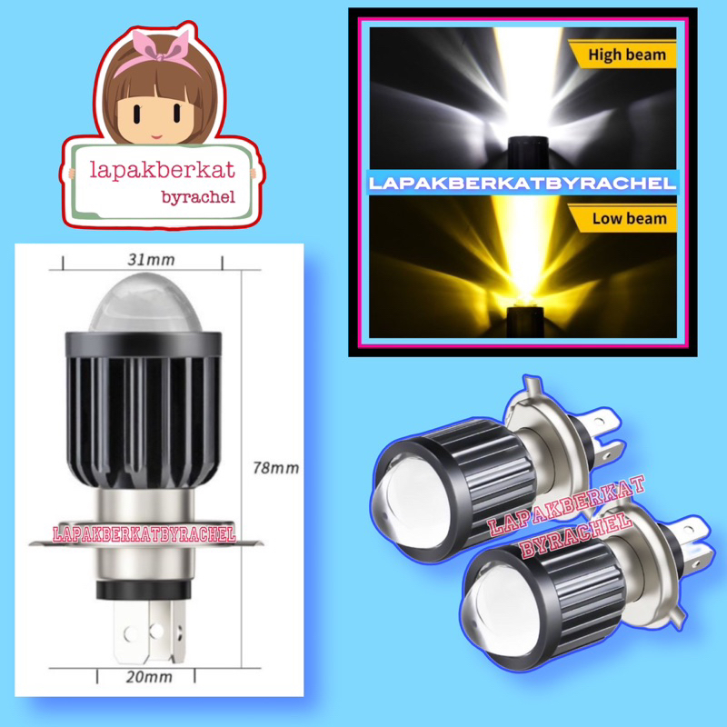 lampu utama led h4 d2 laser motor mobil lampu depan tembus kabut dan hujan super terang grade A